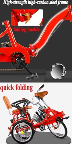 Triciclo Plegable para Adultos 16in Rojo miniatura 4