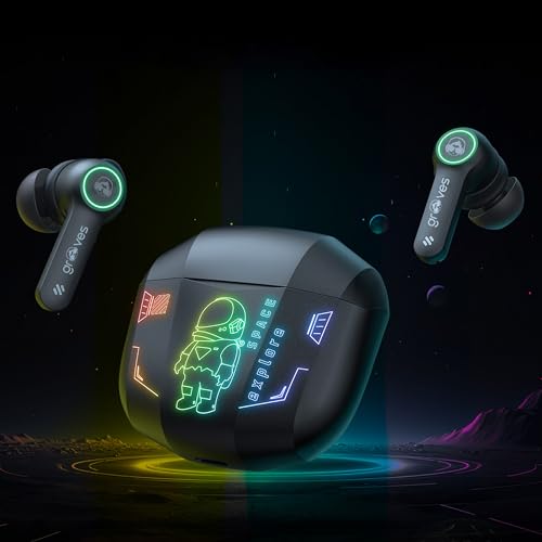 Image of Grooves Fort Newly Launched-Gaming TWS Up to 80H Playtime - in Ear Dual Mode with 45Db Low Latency, Bt 5.3,Abs-Enc-, 13Mm Driver, 400 Mah Battery with Jaguar Mechanical RGB- C-Type Charge (Black)