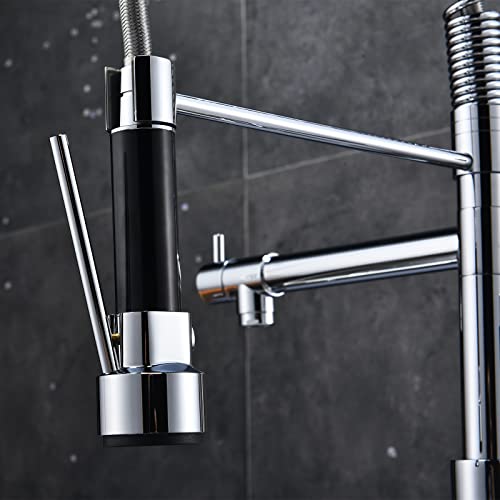 Perfson Kitchen Faucet,Commercial 23 Inch Solid Brass Kitchen Sink Faucet With Pull Down Spayer,Single Handle High Pressure Faucet With Pure Brass Fixing Tubes And 2 Supply Hoses #TOP4