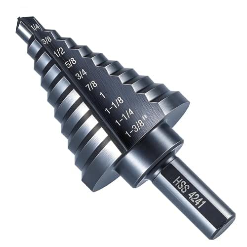 Anfrere 10 Sizes Step Drill Bit for Metal Sheet, 1/4