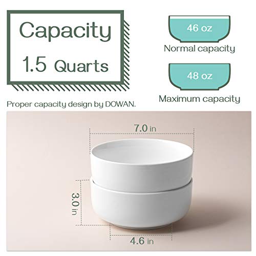 Dowan Large Soup Bowls, 48 Ounce White Ramen Bowls For Noodles, Ceramic Bowl Set For Soup, Cereal, Dessert, Pasta, Salad, 2 Pack #TOP2