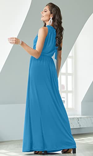 Image of KOH KOH Womens Long Sleeveless Halter Bridesmaid Wedding Guest Maxi Dress