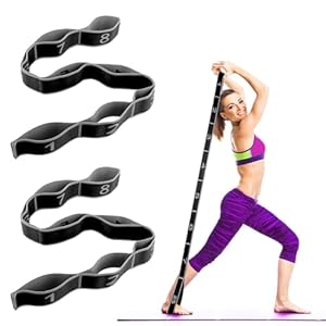Amabro Stretch Yoga Strap, 2PCS Flex Elastic Straps with 8 Numbered Loops Exercise Stretcher Strap Stretching Band Belt for Pilates Dance Gymnastics Kids Assistance Sport Equipment