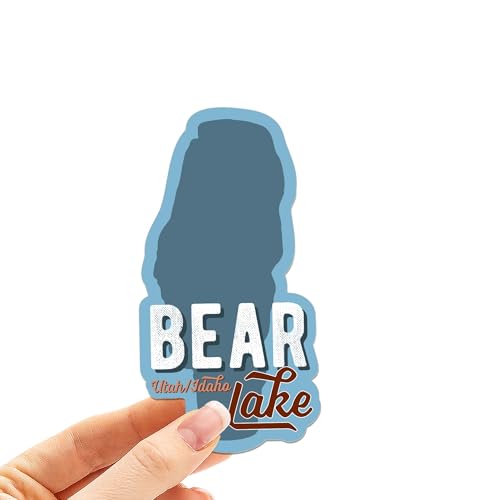 Blue Bear Lake Idaho Map Bumper Sticker - Utah Vinyl Decal for Hydroflask Water Bottle - Logan Garden City UT Souvenir (Small - 3.5" Laptop Decal)