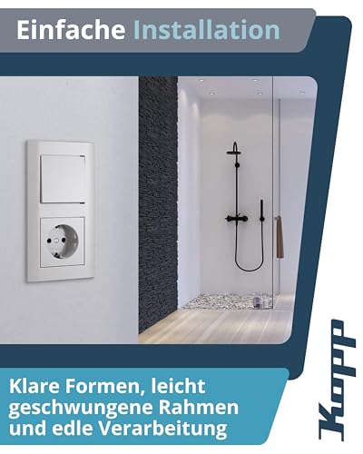 Kopp ATHENIS Universalschalter in Rein-Weiß - Lichtschalter-Unterputz mit 10AX Schaltvermögen - Hochwertiger IP20 Schalter ohne Rahmen - Moderner Wechselschalter-Unterputz 250V~