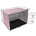 Ambesonne Cartoon Dog Crate Cover, Bows and Bootes Buttons Ribbon Elements Birthday Theme on Tartan Display, Easy to Use Pet Kennel Cover for Medium Large Dogs, 42 Inch, Pale Pink and Mauve