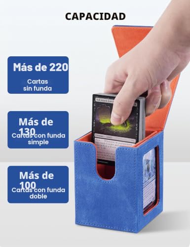 Miniatura 2 de Mtg - Caja De Mazo Con Pantalla Commander, Funda Para Más De 100 Tarjetas De Doble Manga, Caja De Almacenamiento Para Tarjetas Coleccionables Para Tcg Ptcg Sports Azul Y Naranja