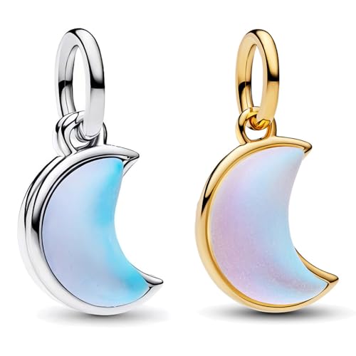 HuooNew Crescent Moon, Shooting Star & Heart Dangle Charm 925 Sterling Silver for Bracelets and Necklaces Fashion DIY Jewelry Gifts for Women