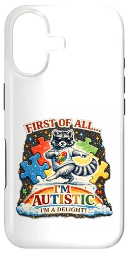 First of All I'm a Delight Funny Raccoon Autism Awareness �X�}�z�P�[�X iPhone 17 �p