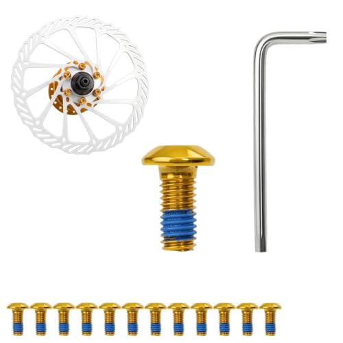 WJUAN 12 sztuk śrub do tarczy hamulcowej rowerowej M5 × 10 mm, żółte