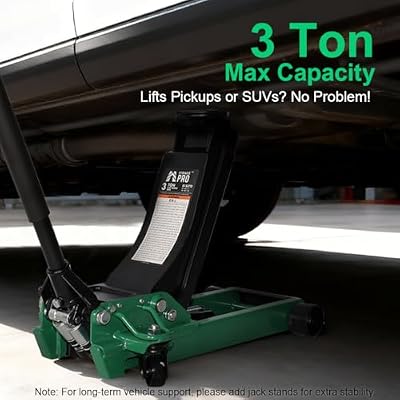 Low Profile Trolley Service, Heavy-Duty Floor Jack with Dual Pump Piston Quick Lift, 3.0 Ton Capacity, Lifting Range 3.15-20.08
