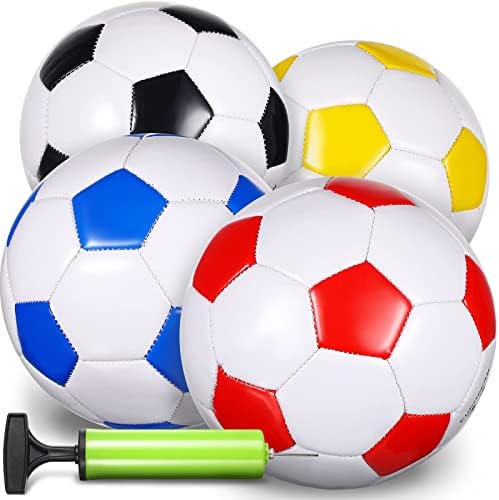 4 Pack Size 2 Size 3 Soccer Ball with Pump, Outside Sport Soccer Ball Toys Cute Machine Stitched Ball Toys for Game Training Practice (Size 2, Simple Style)