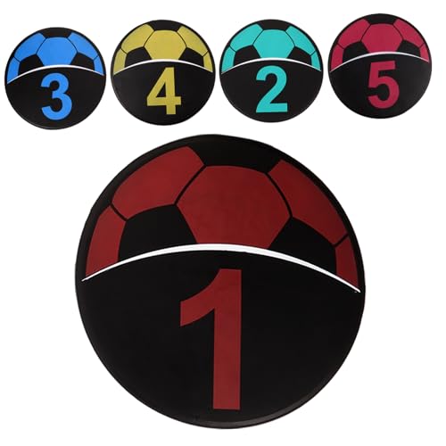 Garneck 5Pcs Soccer Training Numbered Discs Durable TPE Signs for Agility Drills Bright Color Markers for Football and Sports Training Equipment Flexible Boundary Setup