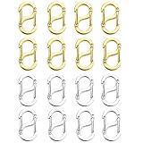 PacuM 16 Stück Mini Karabiner Doppelt zu öffnende Karabiner Klein S - Lock Verschlüsse Edelstahl Kleine Karabinerhaken Antirutsch für Armband & Halsketten DIY (Silber-12mm)