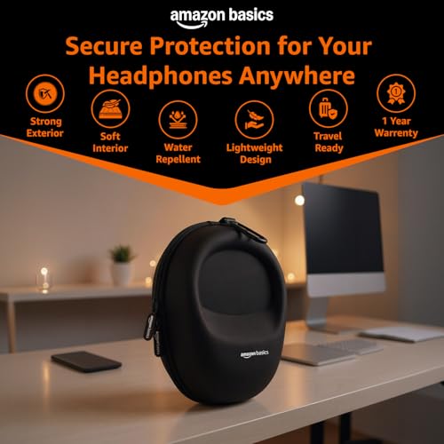 Amazon Basics Hard Shell EVA Headphone Case Black - Image 3