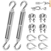 Seilspanner Edelstahl Spannschloss M6 Verstellbare Spannschlösser Drahtspanner Set Mit Drahtseilklemme Und Drahtseil Kauschen Für Seil Gartendraht Zaunspanner 10Stk (CC, M6-10Stk)