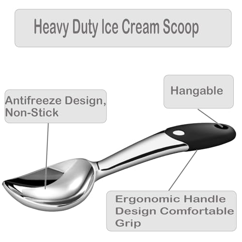 Heavy Duty Ice Cream Scoops, Non-Stick Ice Cream Scooper for Cookie Dough, Baking, Mash Potato, Meatball and Melon Baller - Image 4