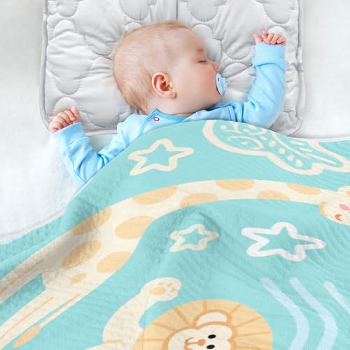 Custom Cute Animal Giraffe Tigers Star Yellow Blue Receiving Blankets Breathable Personal Tigers Blankets for Newborns, Infants, & Toddlers 30x40in cobijas para ni?os4