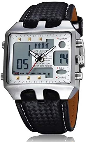 OHSEN Dual Time Big Face Analog Digital ALM Chime Day Date LED Mens Quartz Watch