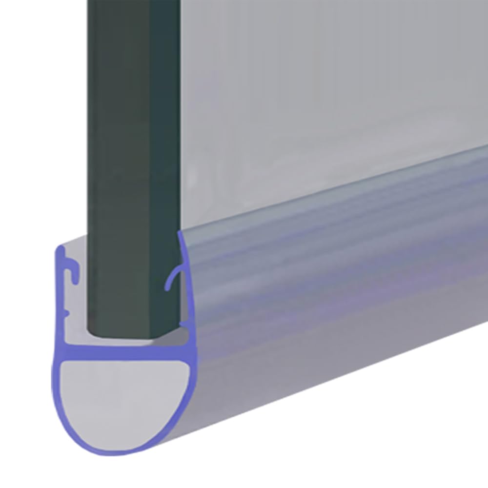 Shower or Bath Screen Door Seal | Fits 6, 7 or 8mm Glass | Seals Gaps of Up to 7mm | 80cm, 90cm, 140cm or 200cm Long | Clear | SEAL200 (80cm)