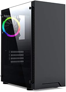 ionz KZ08B V3 PC Classic Black MID TOWER COMPUTER CASE M/ATX ATX TEMPERED GLASS WITH 1 FRGB FAN