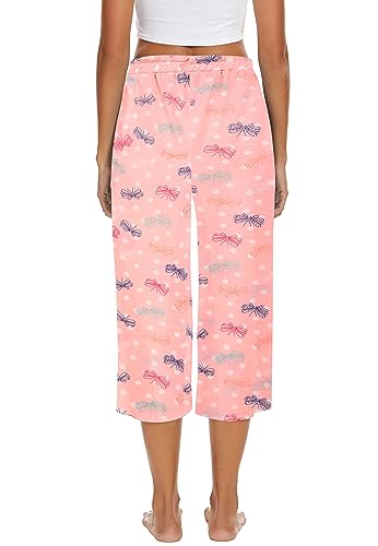Image of Kabento 2 Pack Womens Pajama Pants Capri Sleep Lounge Pants Drawstring Pj Bottoms with Pockets