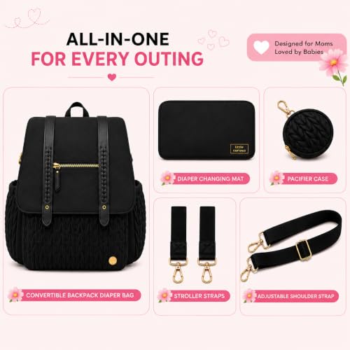 Image of Baby Diaper Bag | Diaper Bag for Mothers For Travel | Baby Bags For Mothers Carry | Baby Diaper Bag For Mother For Travelling | Mommy hand Tote Sling Lugguage diapers Handbags with Changing Mat
