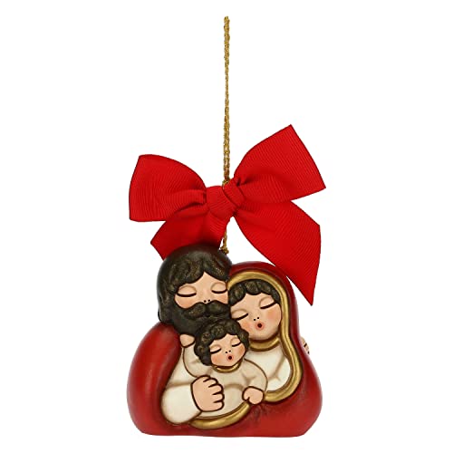 THUN - Addobbi Natalizi, Sacra Famiglia in Ceramica Decorata a Mano, Versione Maxi - Idea Regalo Natale 2022-7x5.5x7 cm h