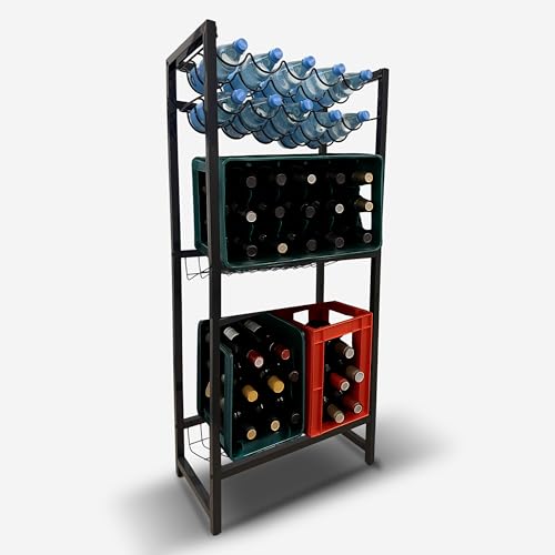 DEVIHOME® Getränkekistenregal – für 3 Kisten & 10 Flaschen | Kippsicher & Extra Stabil | Metall...