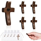 5PCS Cross My Heart Encouragement Gift Wooden Pocket Crossess Handheld Wooden Cross Clinging and Praying, Fingertip Stress Relief Religious Gifts