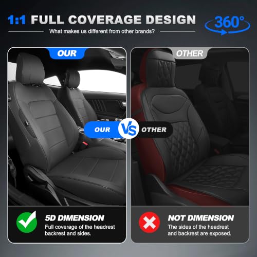 Image of AOMSAZTO Custom Fit Seat Covers for Ford Mustang Coupe 2015-2026 Black