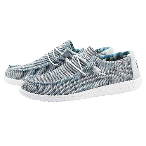 Image of HEYDUDE Men's Wally Sox Ice Grey Size 7 | Men's Shoes | Men's Lace Up Loafers | Comfortable & Light-Weight
