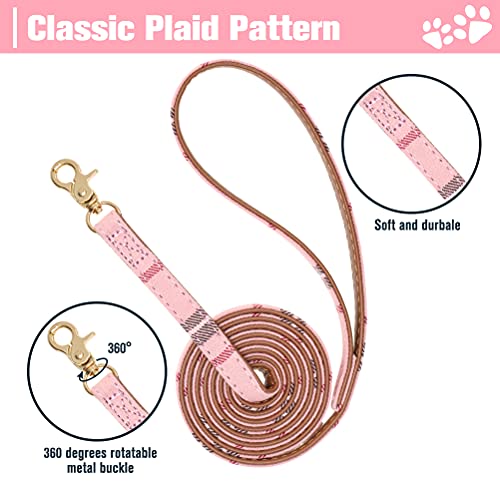 EXPAWLORER Dog Leash Collar Set - 3 Pack Embroidery Pawprints Plaid Dog Collars and Leash Tangle Free, Bow Tie and… - Image 6