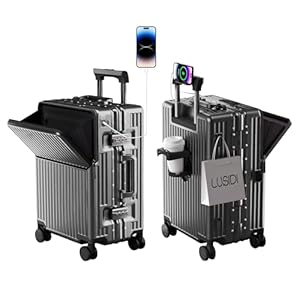 Equipaje sin cremallera, certificado de aviación de 22 x 14 x 9, carcasa rígida de policarbonato de aluminio, equipaje de mano expandible con ruedas giratorias, equipaje rígido, Gris-oscuro