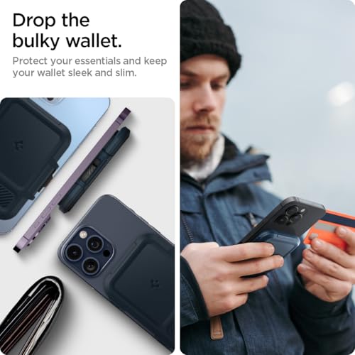 Image of Spigen Lock Fit (Magfit) Magnetic Card Holder up to 6 Cards, Unisex Hardshell Magsafe & Pixelsnap Wallet Case Compatible with iPhone 17 /16 /15 /14 /13 /12 Models, Pixel 10 Series - Metal Slate
