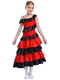 La robe de danse pour fille avec blocs de couleurs et paillettes scintillantes attire tous les regards et fait de votre enfant le centre de l'attention à chaque apparence