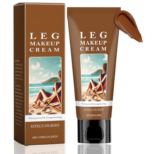 Leg Makeup, Self-tanning Lotion, Body Coverage Perfector for Tattoo, Vein, Scar, Tinted Moisturiser Body Concealer Instant Fake Tan Cream, Light Waterproof No Transfer, Natural Tan Glow, Cocoa 100g