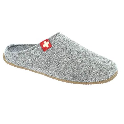 Living Kitzbühel Pant. Schweizer Kreuz& Fußbett, Herren Pantoffeln, Grau (Grau 610), 45 EU (11.5 UK)