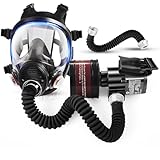 UXLXLK Upgraded PAPR Respirator System with Gas Mask Kit β Portable Powered Air Purifier for Chemical Plants Tactical Painting Laboratories Dust Oil and Other Work Environment