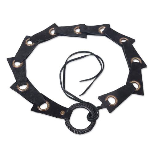 NOVICA Artisan Handmade Leather Belt Black Contemporary Stainless Steel Accented Accessories Belts Solid Indonesia ' Contemporary Edge in Black'3