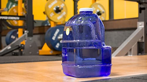 Image of New Wave Enviro 1 Gallon Square BPA Free Bottle with Screw Top Cap and Integrated Handle, Space Saving Design, Ideal for Gym and Outdoor Life, Blue
