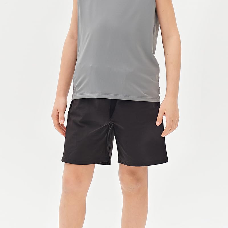 Kids' Quick-Dry Shorts - Breathable Outdoor Shorts for Boys & Girls, Lightweight Solid Color Athletic Playwear Black3