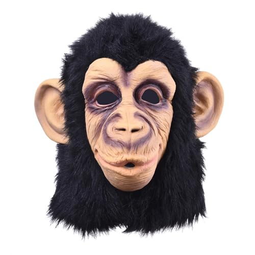 Disfraz de chimpancé - Máscara de animal divertida - Disfraz de mono, disfraz de gorila de mono, máscara de gorila, casco creativo de cabeza de animal, disfraz de chimpancé para Halloween