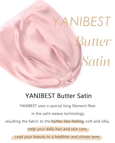 image for YANIBEST Silk Satin Bonnet Hair Wrap for Sleeping, Adjustable Slouchy 