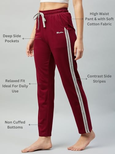 Image of BLINKIN Women Cotton Stribed Casual Style Pyjamas|Lowers With 2 Side Pockets : Ideal For Night Wear & Comfort Wear - The Ultimate Relaxed Fit Track Pants (Combo-608)