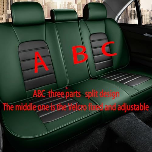 Image of Fit for Sedan SUV Pick-up Truck,Automotive,Ice Slik Nappa Leather Car Seat Covers,Waterproof Durability Washable Seat Covers,5 Seat Complete Set Standard Full Coverage Car Seat Cover(Green & Black)