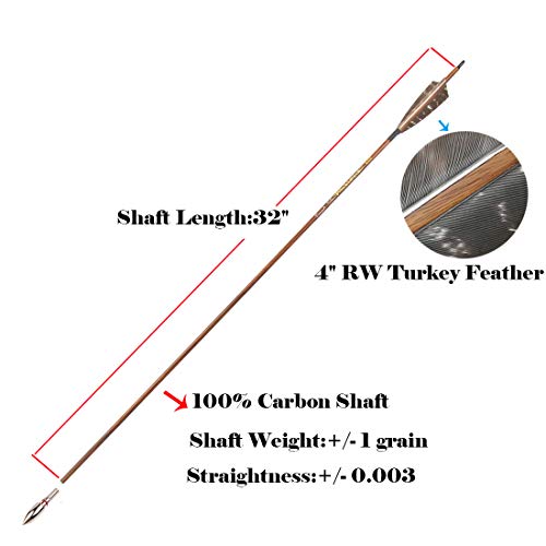 image for Pinals Traditional Archery Hunting Arrows 400 500 600 Spine Turkey Fea