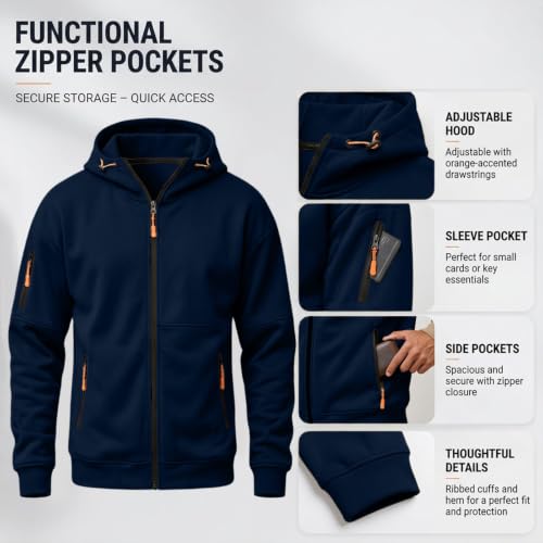 Mens Hoodies Zip Up Tactical Hoodie Fleece Hooded Sweatshirt Sweat Shirt - image 6