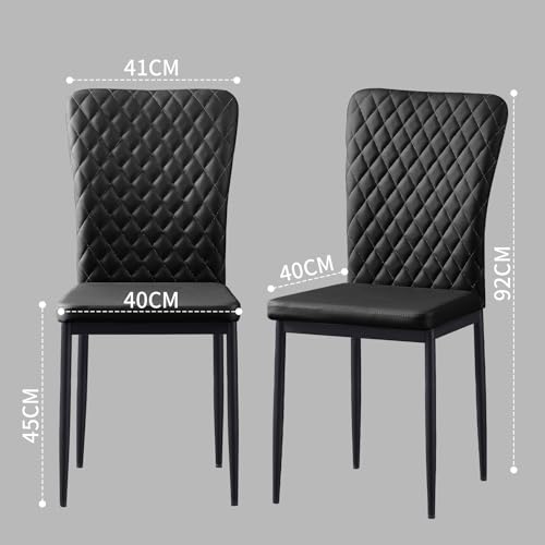 AINPECCA Faux Leather Black Dining Chairs Set of 6 - Armless High Back Upholstered Soft Seat with Black Metal Legs for Dining Room, Kitchen Room (PU black, 6) - Image 3