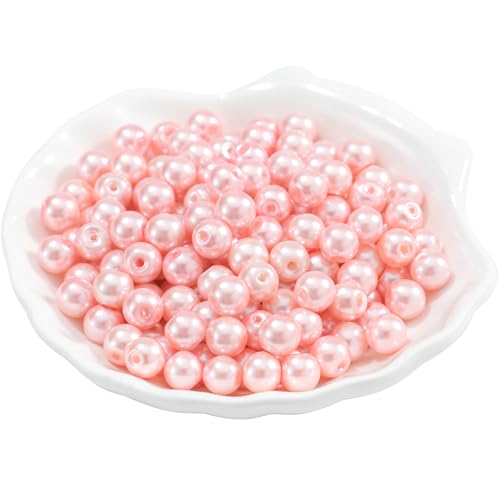 Guoxin 200 Pcs 6mm Glass Pearl Beads for Bracelet Jewelry Making